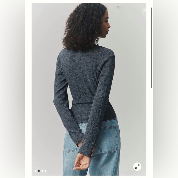 Brand New Anthropologie Pilcro Textured Charcoal Gray Wrap Knit Top, Small NWT - Picture 4 of 5